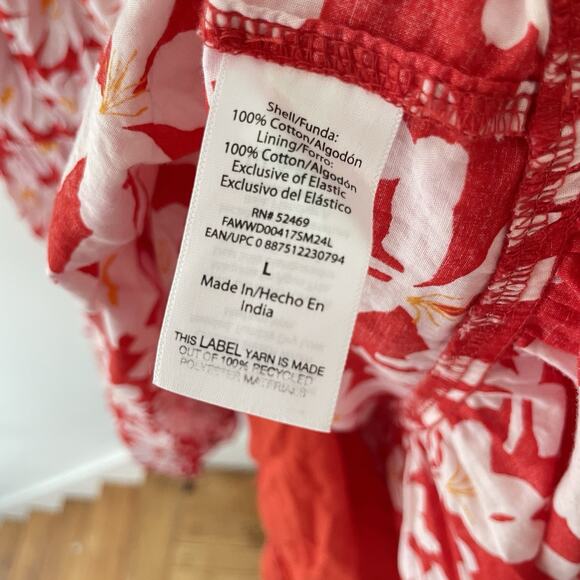 Bold Floral Print Sundress L Cotton Fit & Flare Country Summer Boho Picnic Retro - Picture 5 of 8